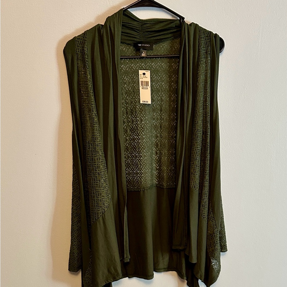 AB Studio Olive Green Women's vest Top. Size medium new with tags.